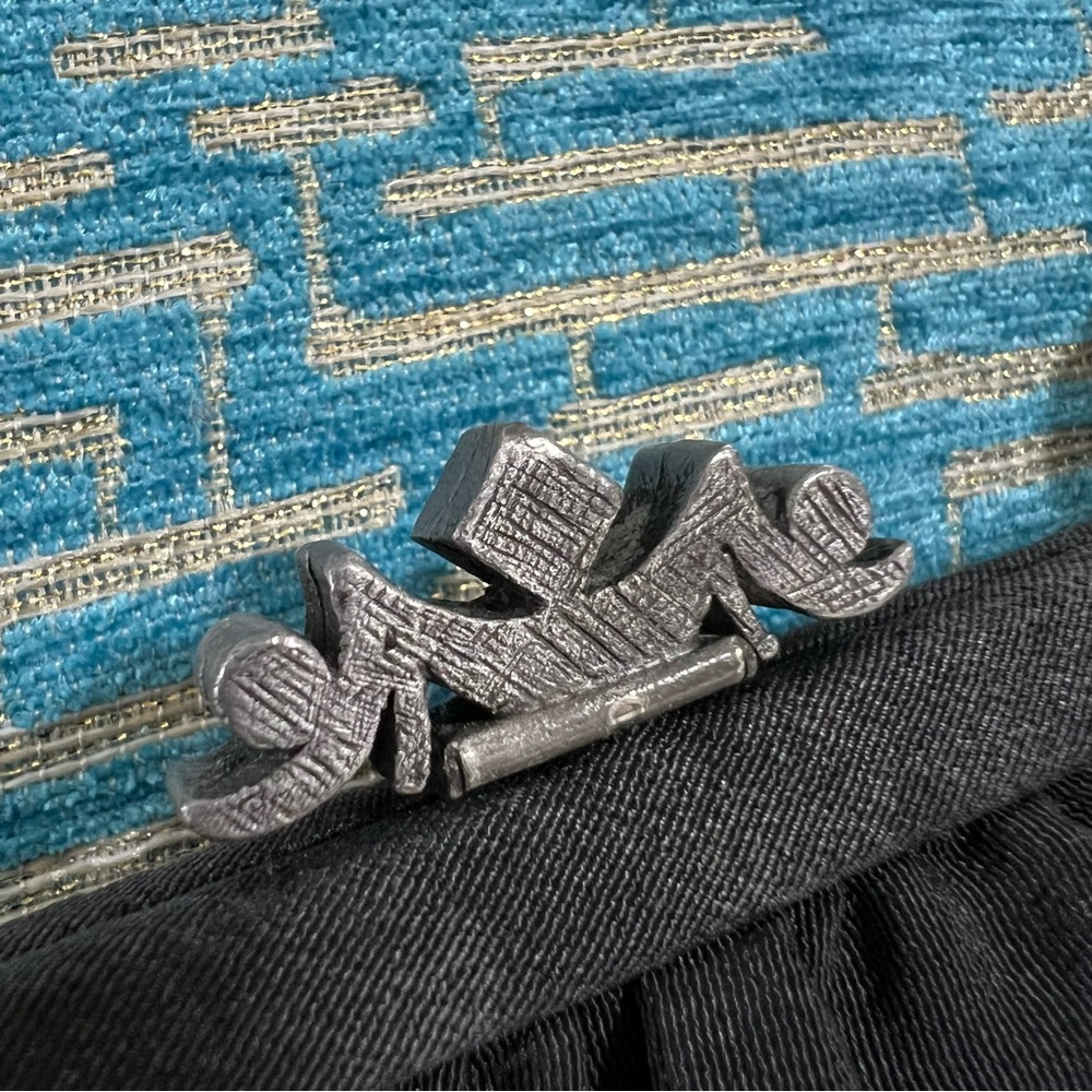 Vintage Paray Black Purse Clutch Silver Clasp Handbag Mini Bag Couture - Picture 10 of 10